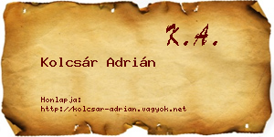 Kolcsár Adrián névjegykártya