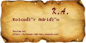 Kolcsár Adrián névjegykártya